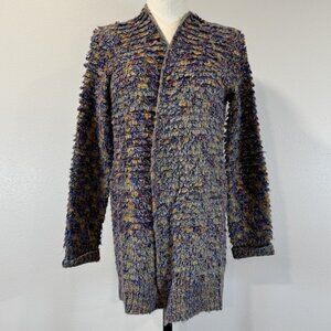 Mystree Cardigan Sweater Womens Small Open Front Duster Acrylic Wool Multicolor